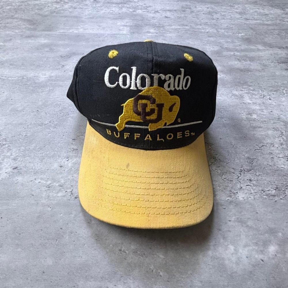 Vintage Colorado Buffaloes Snapback Hat Men OSFA Black Yellow 90s NCAA